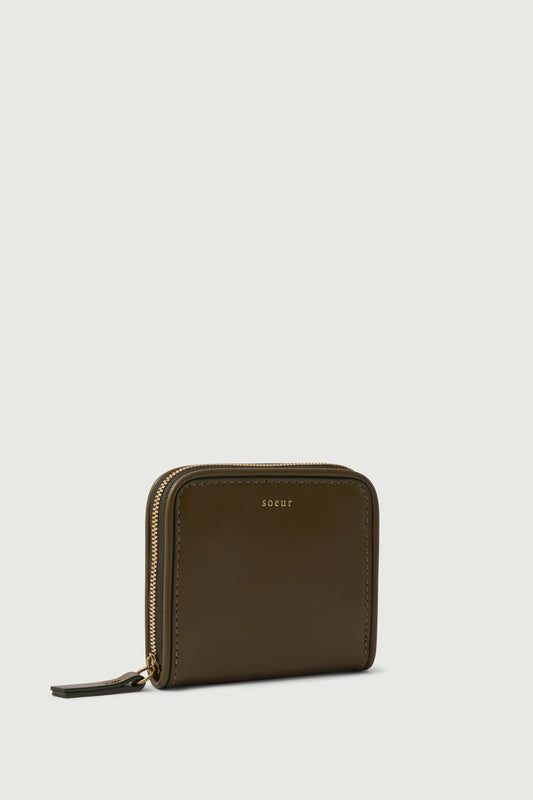 Porte-Monnaie Electre - Kaki Doré - Cuir - Femme