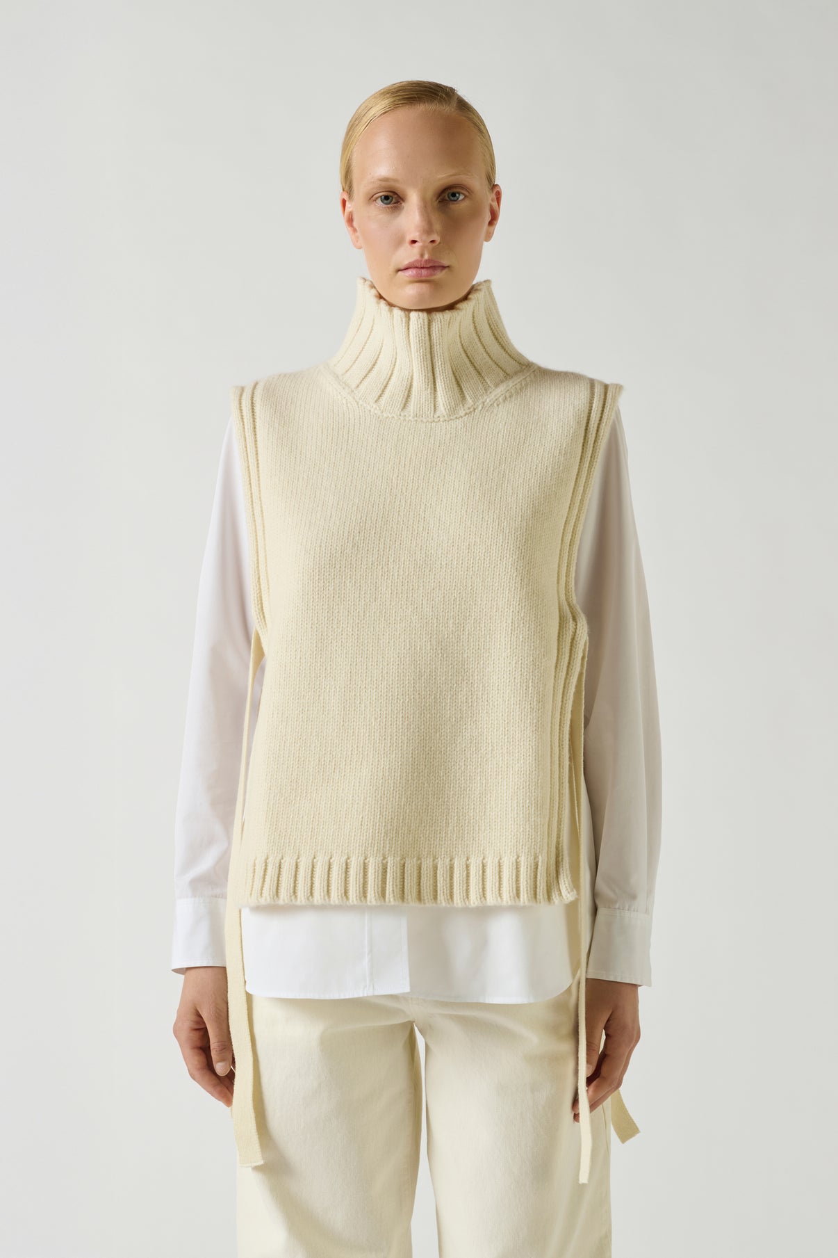 Pullover Or - Ecru - Wool - Women vue 1