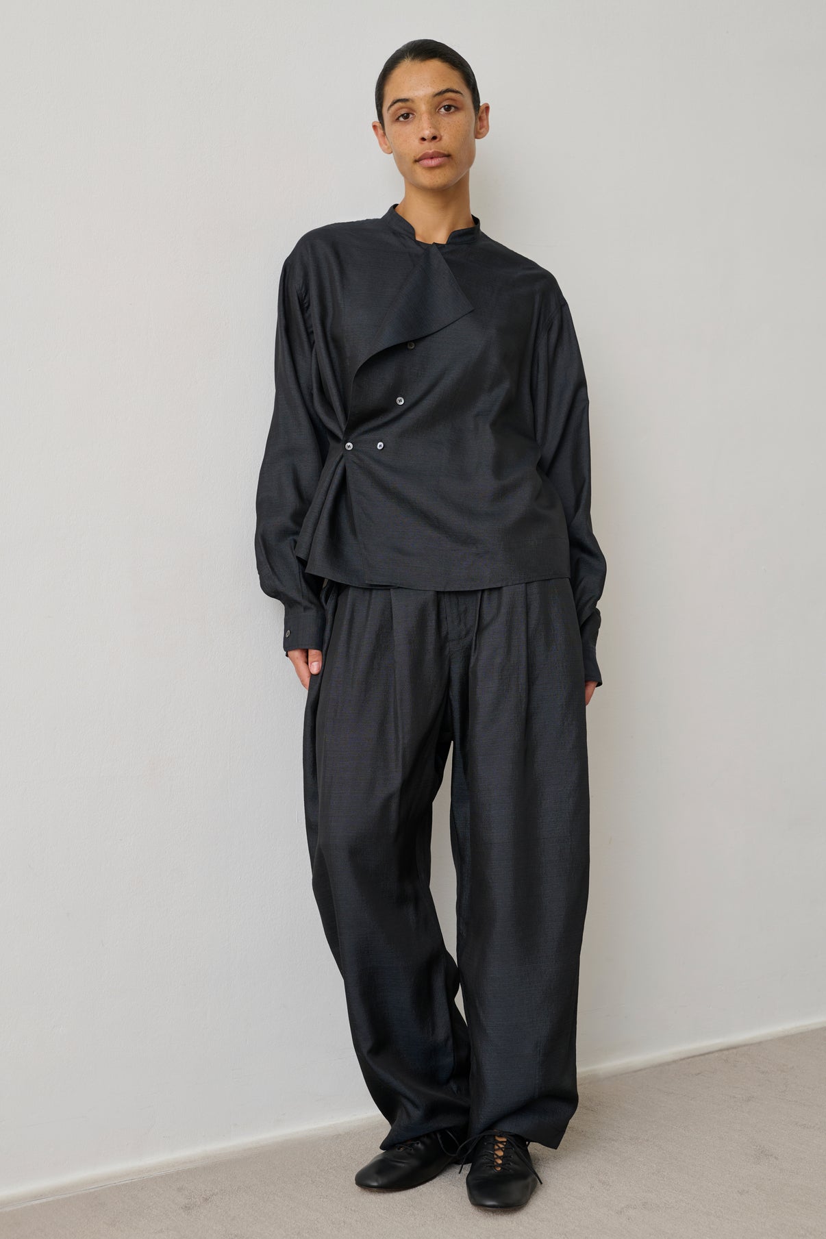 Pantalon Vernon - Noir - Soie - Femme vue 1