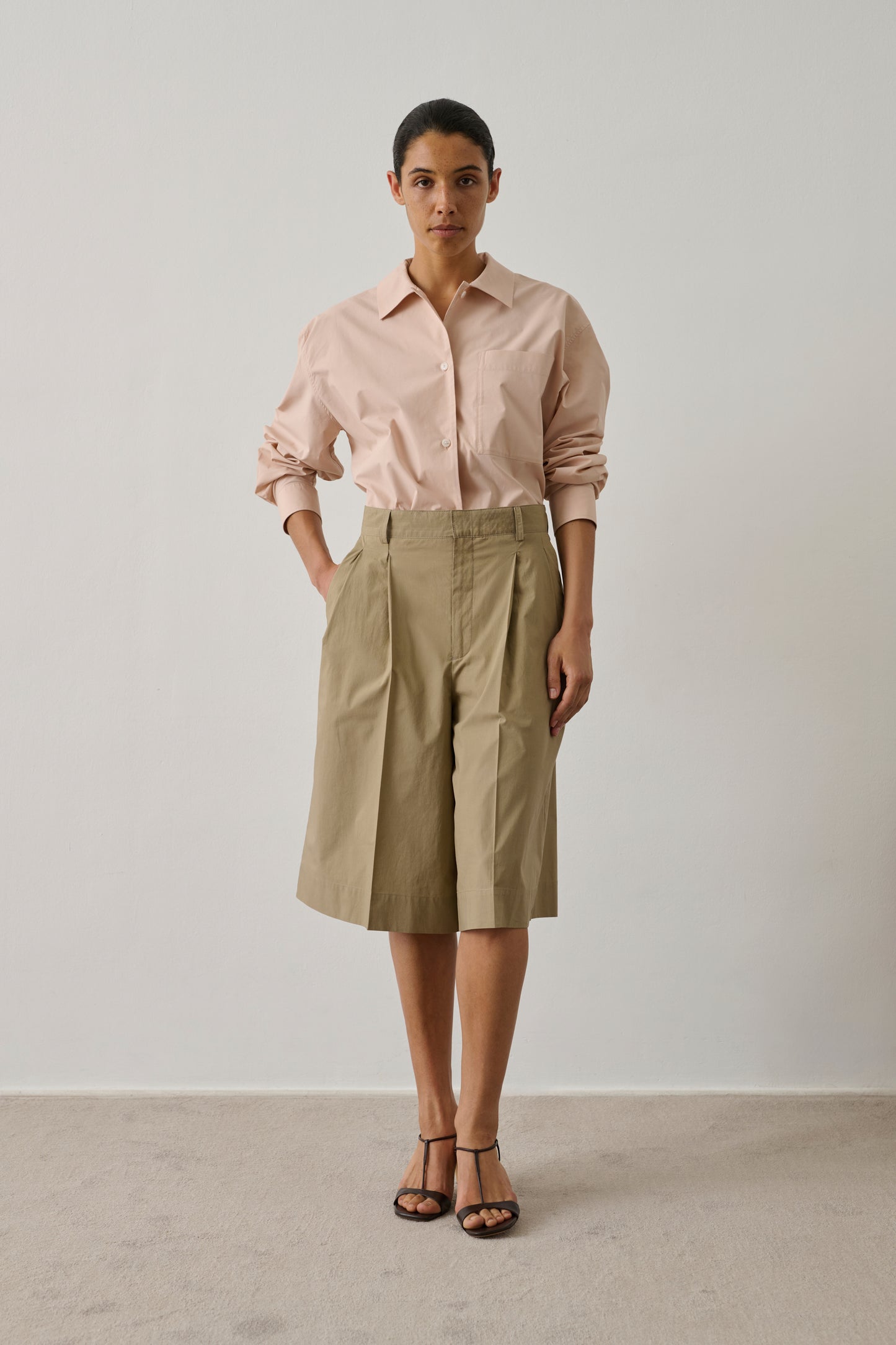 Bermuda Imogen - Arena - Algodón - Mujer
