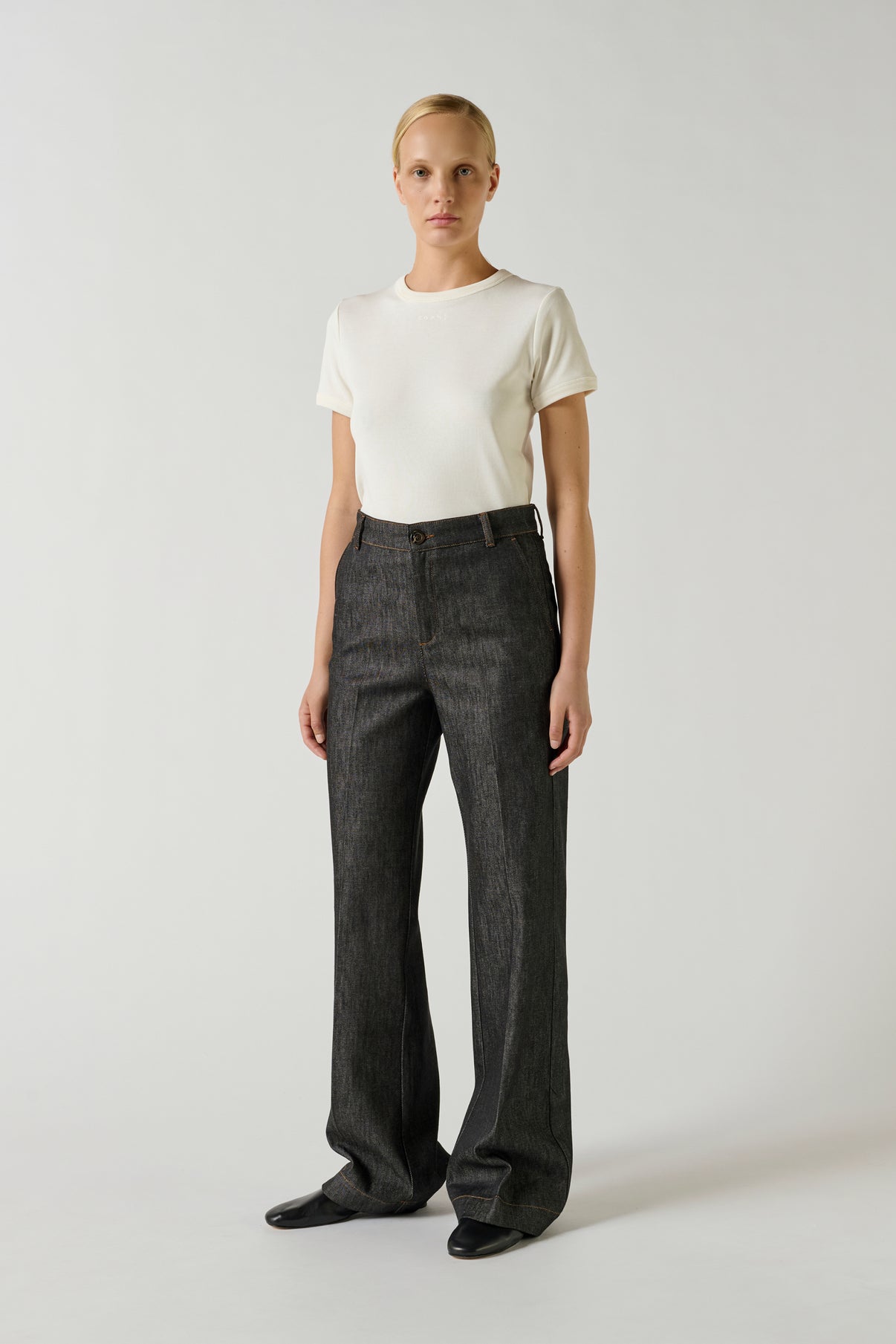 Vaqueros California - denim Bruto Negro - Mujer vue 1