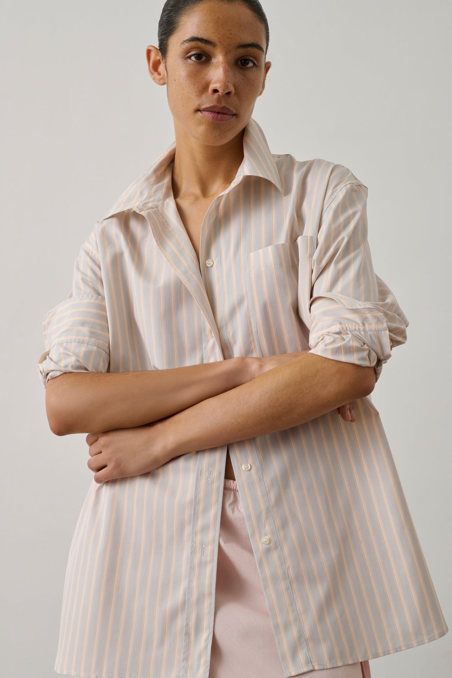 Chemise Carlotta - Orange/Gris - Coton - Femme