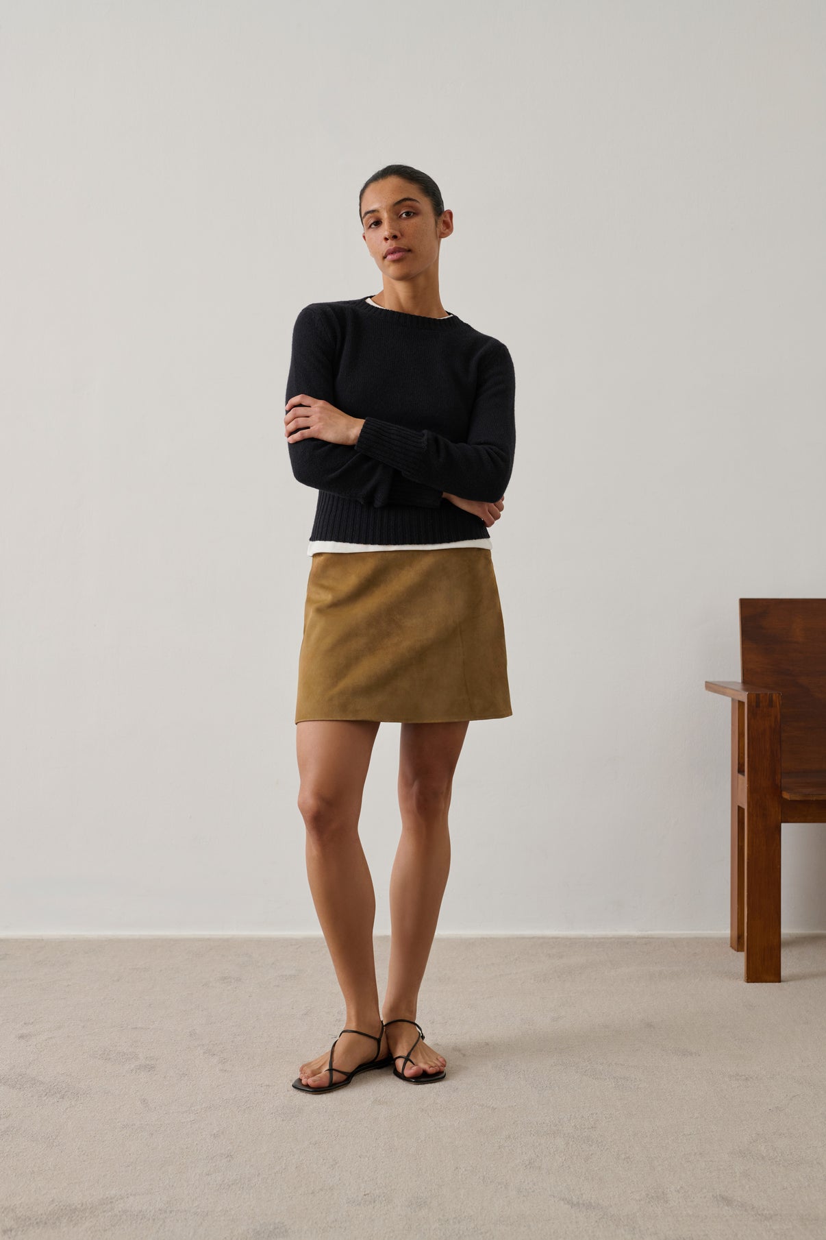 Mini-Jupe Inno - Sable - Cuir - Femme vue 1