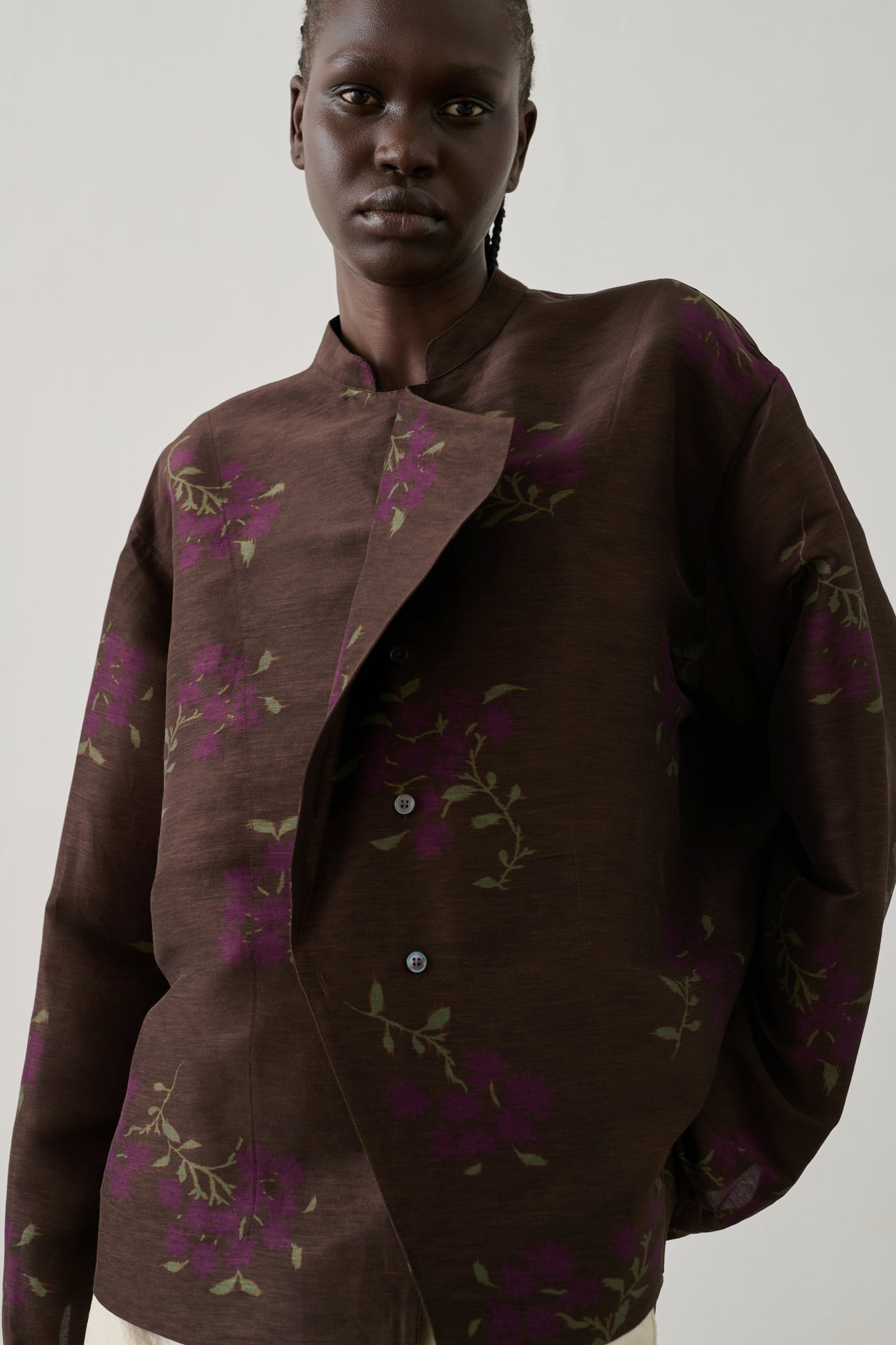 Blusa Hampton - Marrón/Violeta - Lino - Mujer