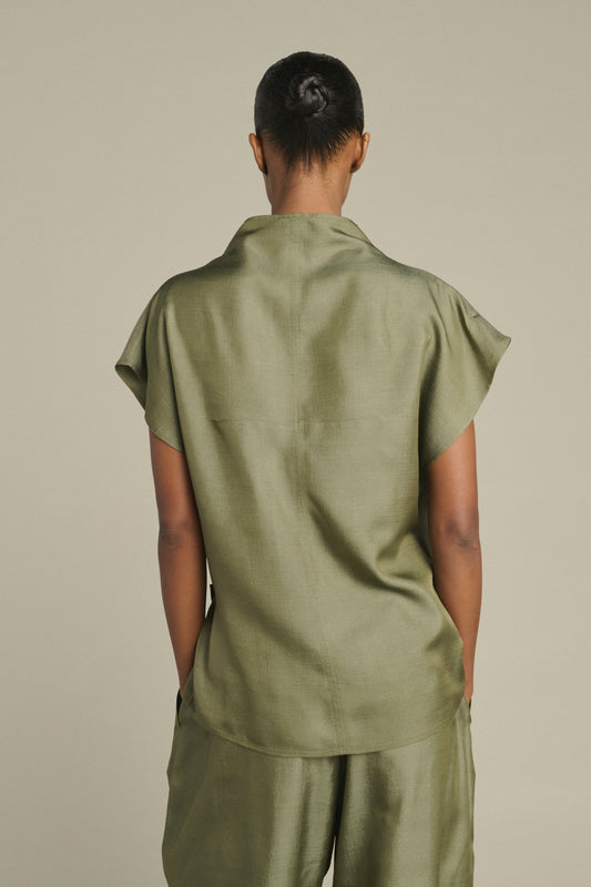 Blusa Kora - Verde grisáceo - Seda - Mujer