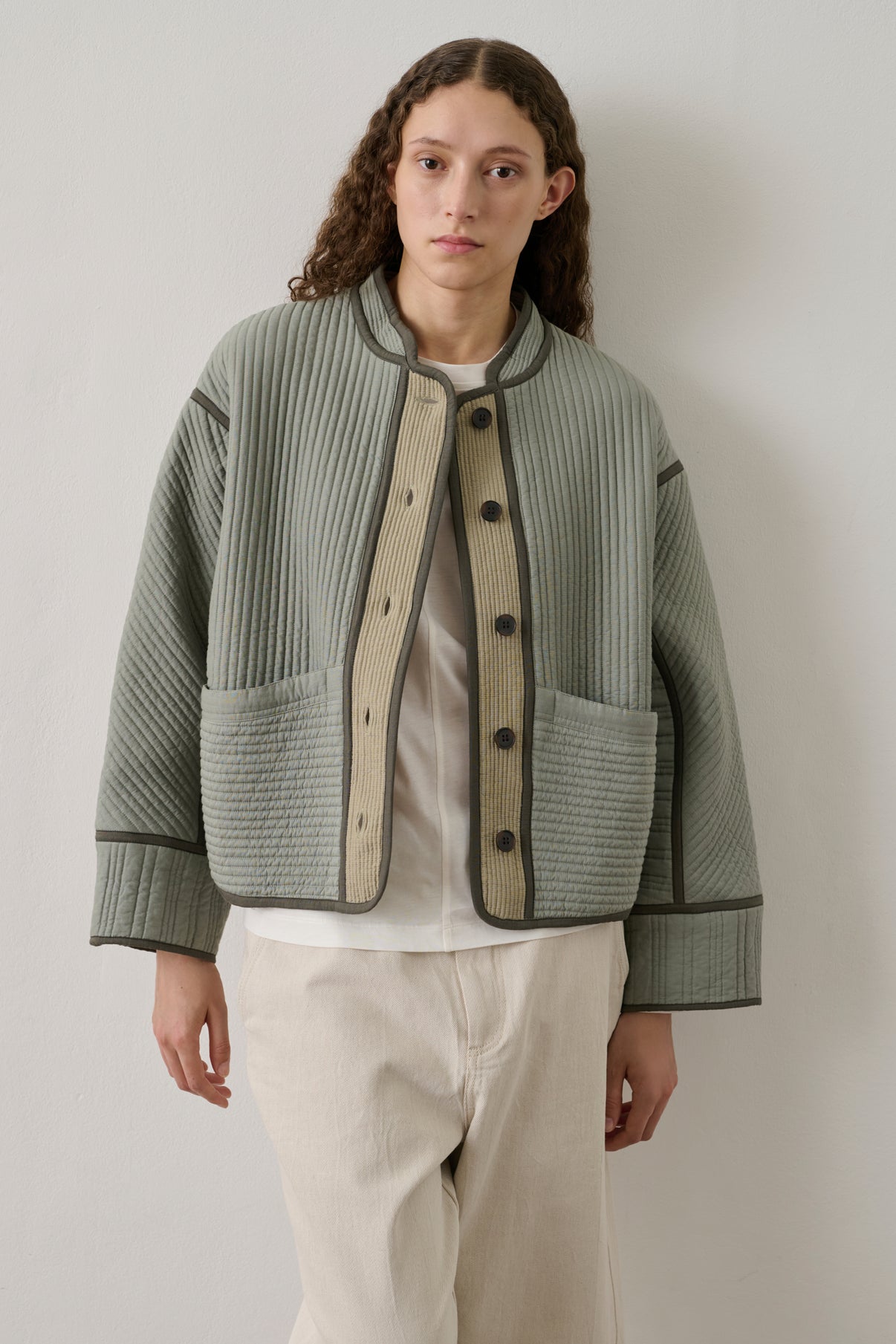 Veste Patchouli - Vert D'Eau/Beige - Coton - Femme vue 1