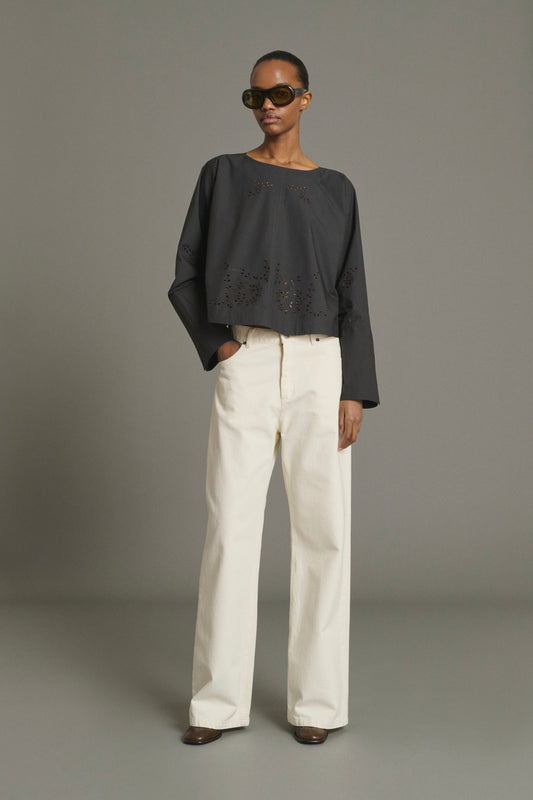 Blusa Hansel - Gris Antracita - Algodón - Mujer