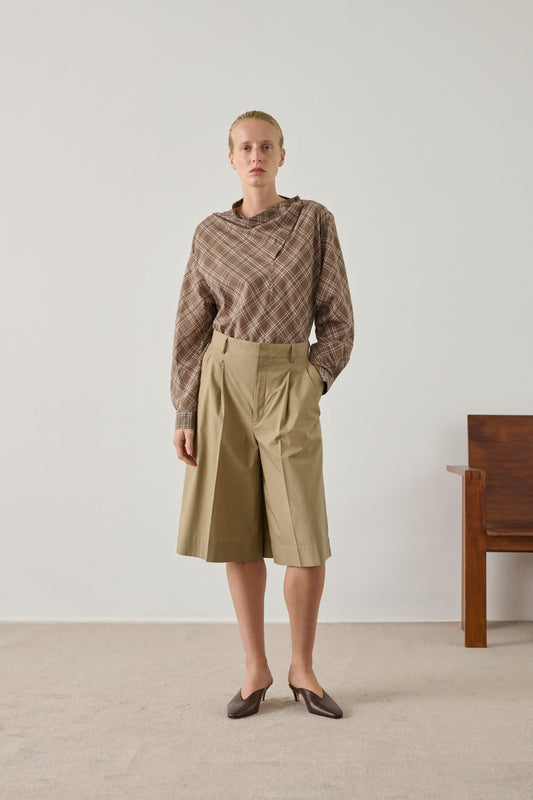 Blouse Irving - Marron Glacé/Écru - Coton - Femme