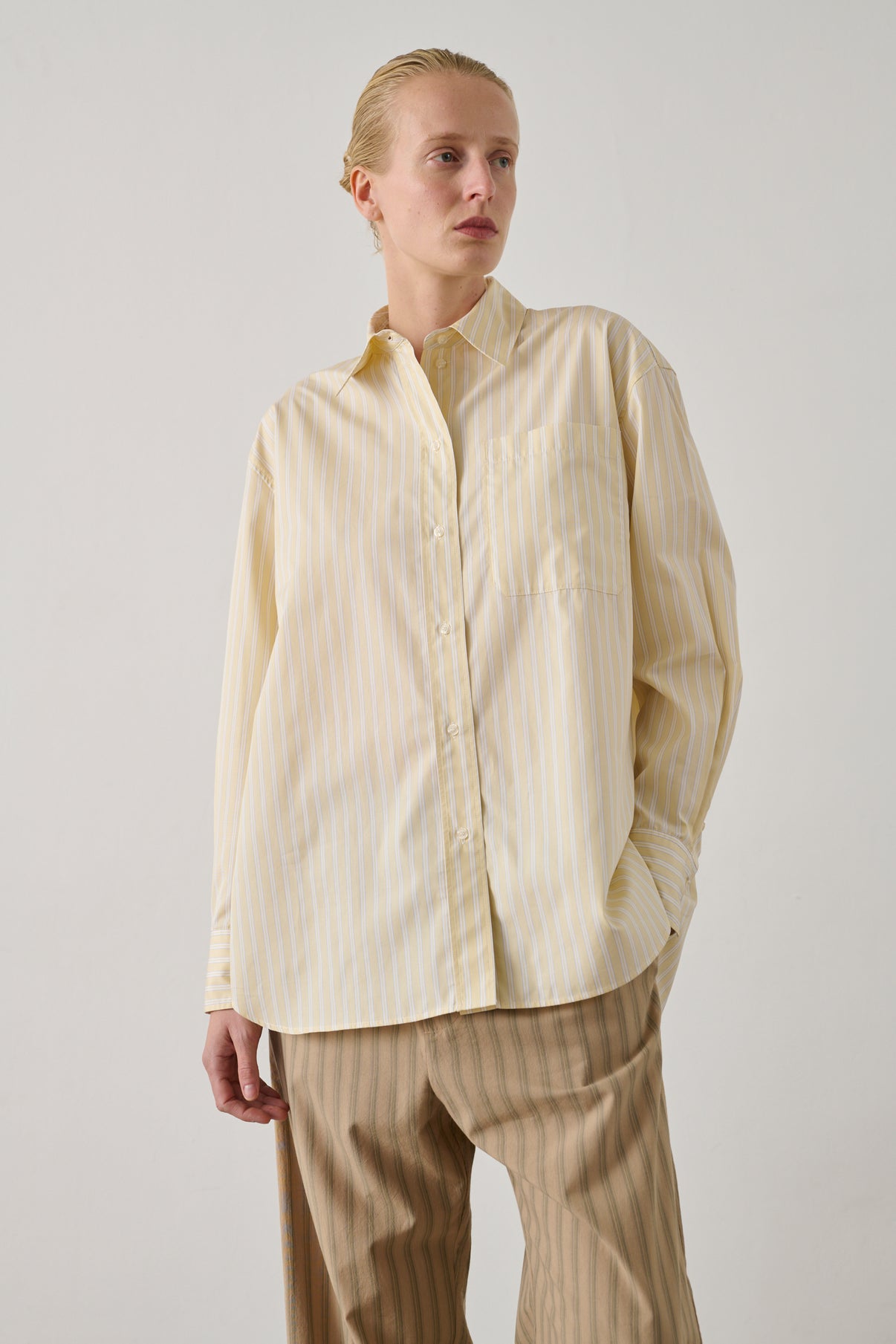 Chemise Carlotta - Jaune/Écru - Coton - Femme vue 2