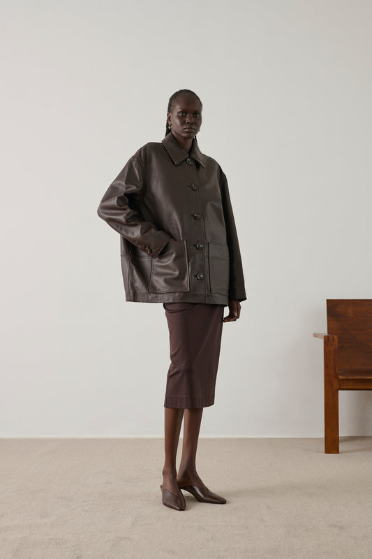 Veste Vincenzo - Taupe - Cuir - Femme