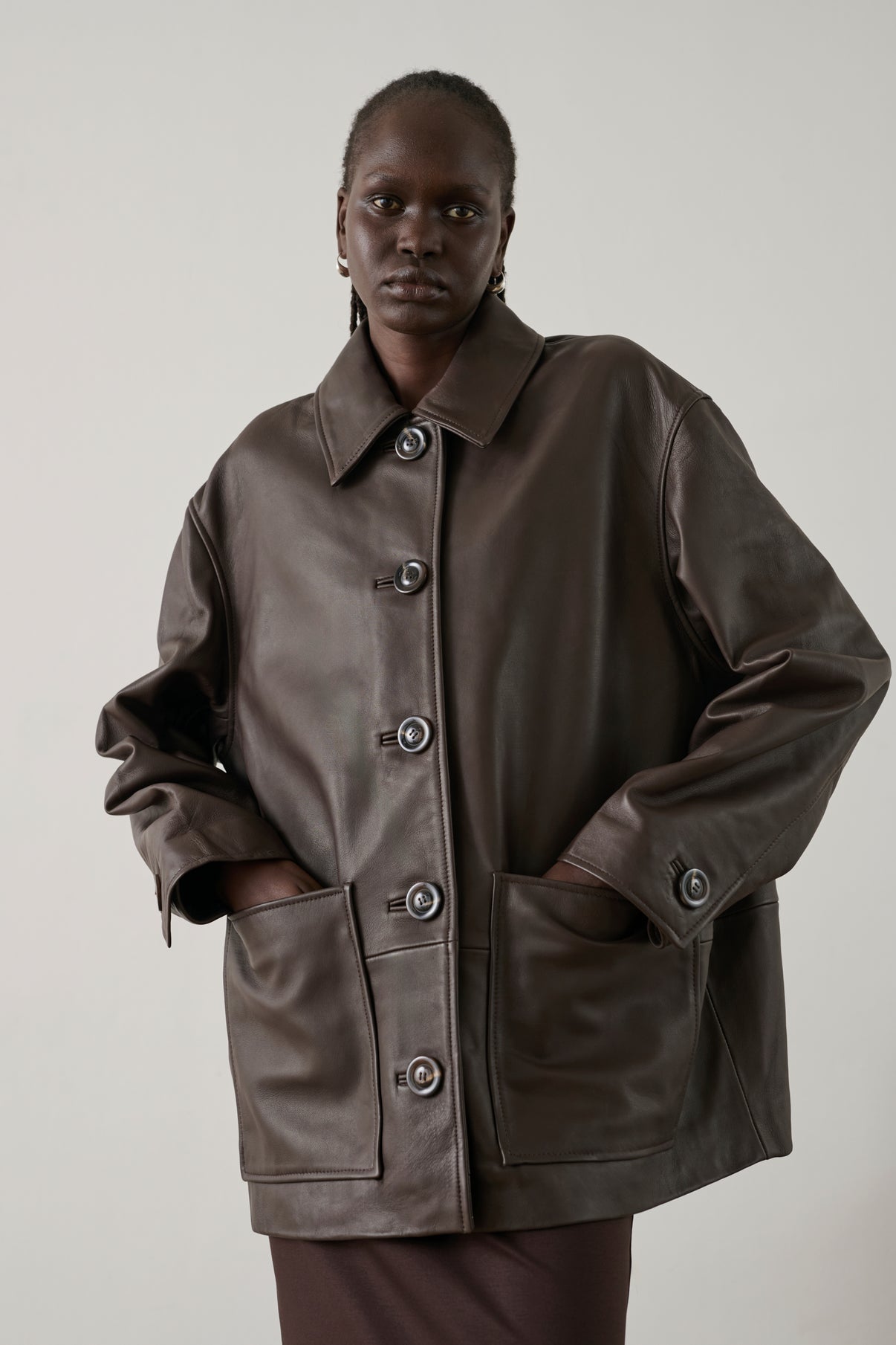 Veste Vincenzo - Taupe - Cuir - Femme vue 2