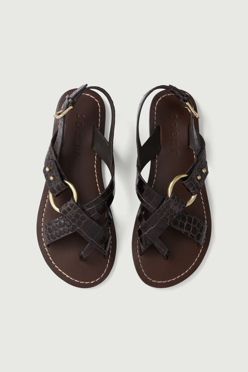 Sandales Florence - Marron Foncé - Cuir - Femme vue 4