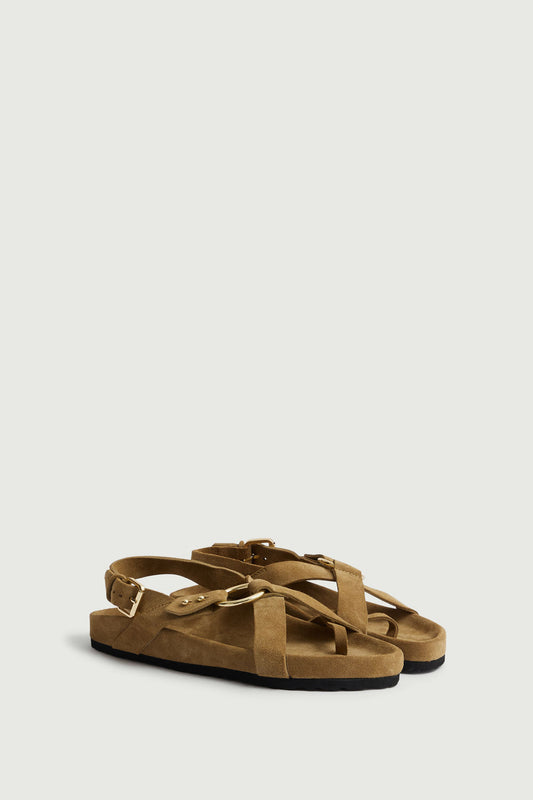 Sandales Mexico - Bronze/Vert - Cuir - Femme